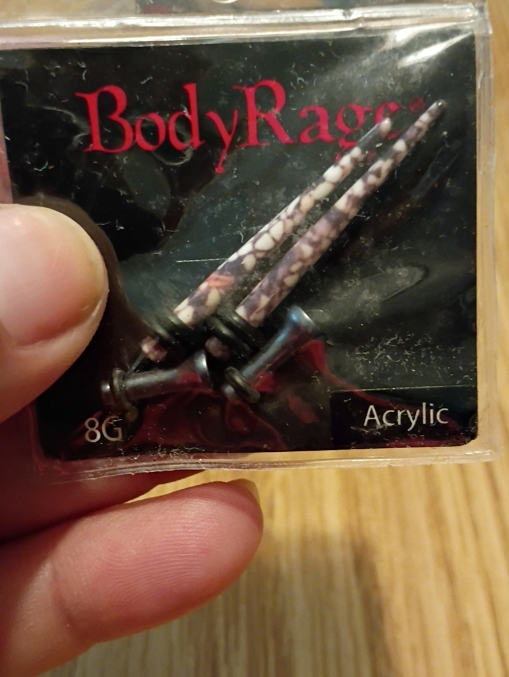 BodyRags Pink Marble Acrylic Ear Stretching Tapers - 8G
